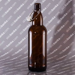 Пляшка скляна 1,0 л з бугельною кришкою коричнева 20 шт