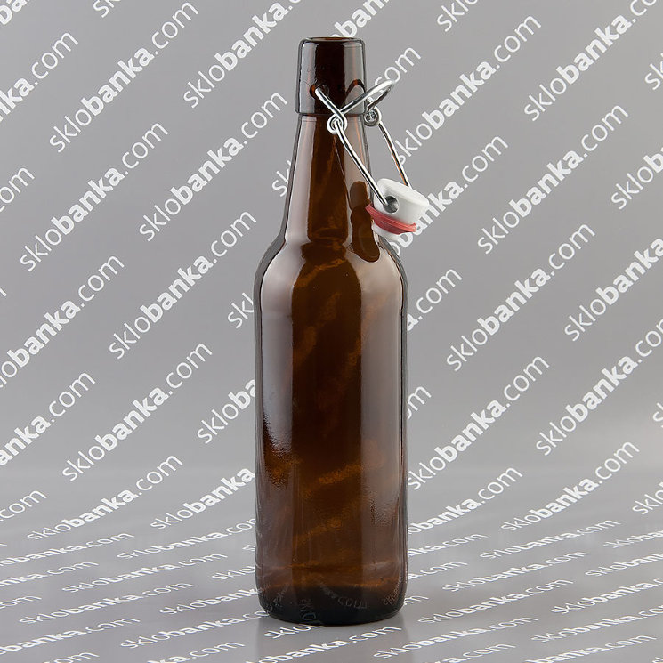 Пляшка скляна з бугельною кришкою 500 мл коричнева 20 шт 